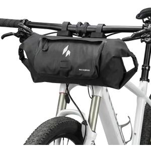 ROCKBROS Handlebar Bag Waterproof with Adjustable Capacity (Up to 8L)-Front Storage Pouch Bag with Waterproof Zipper Anti-Displacement Double-Side Open Compatible for Road Mountain Bike Cycling Travel, 23.62×6.69×5.91 inches