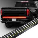 60 Inch Aluminum Frame Tailgate Light Bars, Triple Row 648 LED Strip with Red Running Brake Lights White Reverse Sequential Amber Turn Signals for Truck