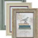 XUANLUO 3 Pack 5x7 Inch Picture Frames Farmhouse Rustic Vintage Distressed Wood Grain Photo Frame with HD plastic cover for Table Top Display and Wall Hanging (Mix Color-3pcs)