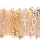 RUBYCA Cross Sideway Metal Connector Bead Crystal Inlay DIY Jewelry Shamballa Bracelet (20 PCS, Bronze & White Clear Crystals)