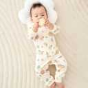 pureborn Baby Boys Girls Romper One-Piece Beach Outfit Summer Clothes 0-24 Months (3-6 Months, Pumpkin Long Sleeve)