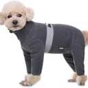 Polar Fleece Dog Coats  Winter Jacket Sweater Vest Bodysuit, Four-Legged Warm Clothes Pajamas (Large, Dark Grey)