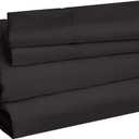 Amazon Basics Lightweight Super Soft Easy Care Breathable Microfiber 4-Piece Bed Sheet Set with 14-Inch Deep Pockets, Wrinkle Resistant, Full, Black, Solid