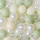 TRENDPLAY Plastic Balls for Ball Pits - Pack of 100 Hollow Balls- Safe and Exciting Playtime - Perfect for Toddler Baby Pools,Party,Festival Decoration, Green+Beige+Pearl White