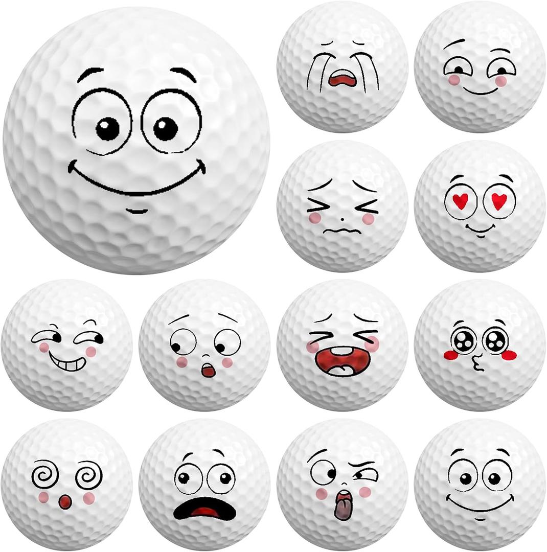 Syhood 12 Pcs Funny Golf Balls Emotion Face Novelty Trick Golf Balls Cute Fun Practice Accessories for Adult All Golfers Christmas Birthday Gifts
