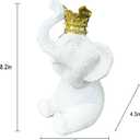 Elephant Statue for Home Decor White and Gold Crown Elephant Decoration Elephant Gifts for Women See No Evil Elephant Statue for Living Room and Office Decor