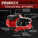 Red 97080701 3/4HP Shallow Well Jet Pump, RL-SWJ75, 30-50 PSI, 115V/230V 13 GPM Dual Voltage Cast Iron Self-Priming Pump