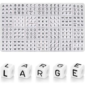 DoDoBeads 252 Pcs 10x10mm Large Square Letter Beads, White Big Alphabet Beads for Keychains, Jumbo Letter Charms for Bag Charm, Lanyards, Holiday Garlands, Big Bead for Home Decor Craft