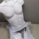 DisplayTown Male Mannequin Torso with Metal Stand Hollow Back Body Stackable Dress Form for Tshirt Display, Countertop, Craft Shows, Photos and Design, S-M Clothing Size (White, Set of 1)