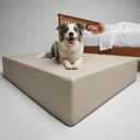 Extra Thick Orthopedic Dog Bed 36x26.5x8 Inch Memory Foam Bed Perch for Medium Large Senior Dogs Pain Relief, Bedside Sleeping Mattress, Waterproof Gray Cover (Pad Only)