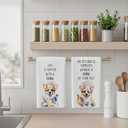 Funny Corgi Dog Kitchen Towels, Gifts for Corgi Lovers Dish Tea Towels, Dog Lover Gifts for Women Men Decorative Hand Towel for Kitchen, 16x24 Inch Set of 2