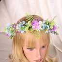 Flower Crown for Women, Floral Headband Women Headpiece Flower Hair Accessories for Weeding Bride Cosplay Party Festival Photos (Forget-me-not Purple Blue, Adjustable)