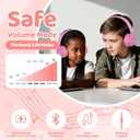 MIDOLA Kids Headphones Bluetooth 5.4 Wireless 68H Play Time Volume Limit 85/94dB Over-Ear Foldable Headset,Type-C Fast Charging,with Wired Aux Mic for Toddler Child Pad Tablet Pink