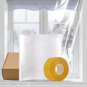 2 x Thermal Shrink Window Insulation Film Kit 5 Pack (47"x315") Heavy-Duty, Custom-Cut to Size | Blocks Drafts, Saves Energy | Easy DIY Install & Remove with Tape | Fits Home, Office, RV