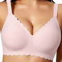 COCOMARTS Jelly Bras for Women No Underwire Scalloped Push Up Seamless Full Coverage Plunge Bralettes Wireless Tshirt Bras, 3XL 