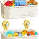 CBJHPZ Bath Toy Storage - Wall Mounted Bath Toy Holder with Suction Cup, Quick Drain Large Capacity Bathtub Toy Storage for Bathroom (Yellow + Green)