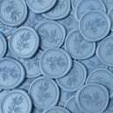 50Pcs Dusty Blue Self-Adhesive Wax Seal Stickers - Wax Seal Perfect for Wedding Invitation or Envelope Good Adhesion and Easy to Use, Wedding Invitation Accessories