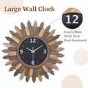 Honiway Large Wall Clock Battery Operated 21 in Rustic Wood Boho Sunburst Decorative Wall Clock Silent Non Ticking Farmhouse Wall Clocks for Living Room Bedroom Kitchen Bathroom Decor (Tricolor)