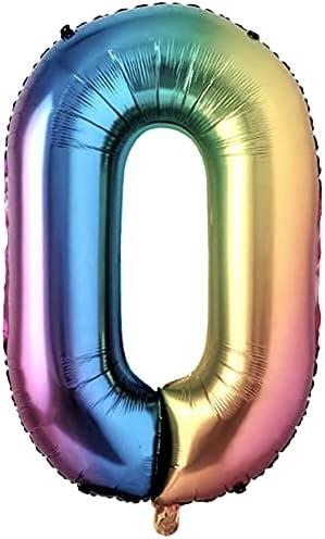 Birthday Balloons 40" Number Balloon w/Blow Up Straw Rainbow Color Part Decorations Long Balloons (Will Vary From Photos Due To Multi-Color Pattern/Green) 52366 (0) Pack of 6