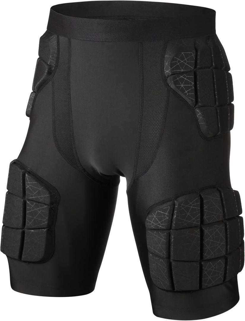 Surlim 5-Pad Football Compression Girdle/Shorts, Football Padded Shorts, Football Girdle Hip and Thigh Protector, Large