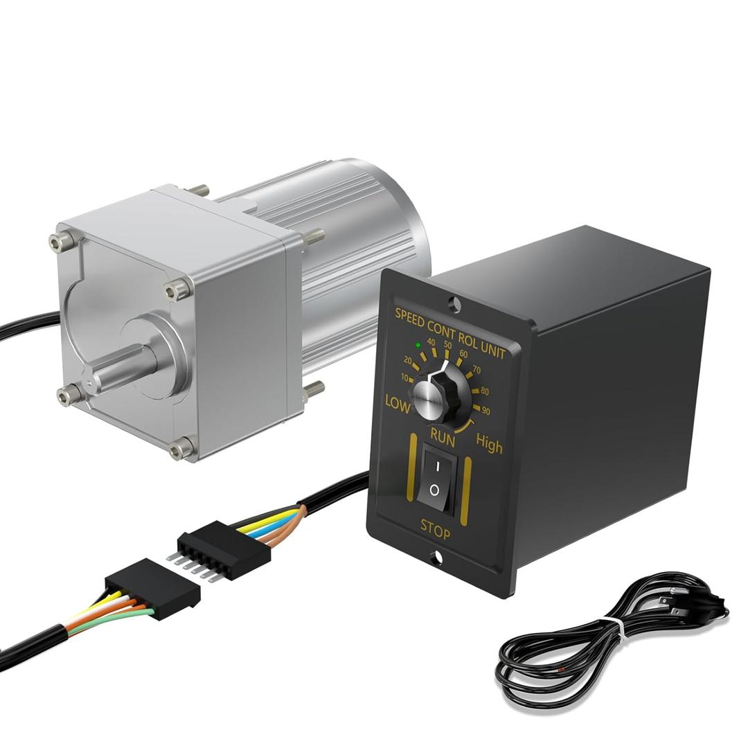 15W 110V 50/60HZ Low RPM 15rpm High Torque AC Gear Reducer Motor Shaft Diameter 10mm & AC Speed Controller Kits CW CCW for Mask Machine