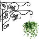 2 Packs Plant Hooks for Hanging, 12 Inch Indoor/Outdoor Metal Wall Black Hangers, Sturdy Plant Bracket for Planters, Wind Chimes, Lanterns, Bird Feeders, Garden, Home, Patio Decor