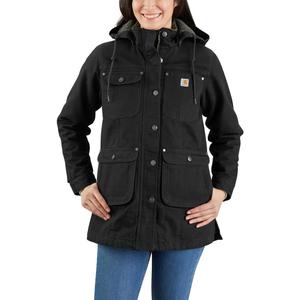 Carhartt Women's Loose Fit Washed Duck Coat (Medium, Black)
