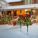 Solar Christmas Tree Pathway Lights Outdoor, Set of 4 Solar Christmas Tree Stake Lights, 80 Outdoor LEDs Xmas Decor, Christmas Decor DIY Xmas Tree Gift (Warm White)