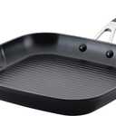 KitchenAid 84808 Hard Anodized Nonstick Square Grill Pan/Griddle with Pour Spouts, 11.25 Inch - Onyx Black