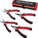 Toolwiz 4 Pcs Snap Ring Pliers Set Heavy Duty, 7-inch Internal/External Retaining Ring Circlip C Clip Pliers, Tip Diameter 5/64'', Straight/Bent Jaw Automotive Tools with Storage Pouch