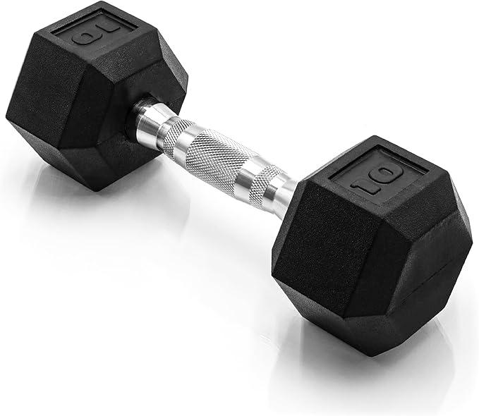 CAP Barbell 10 LB Coated Hex Dumbbell Weight, New Edition (Chrome Handle)