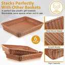 Eccliy 6 Pack Poly Wicker Bread Baskets 19 Inch Imitation Rattan Serving Trays for Bread Snacks Fruit Vegetables Tabletop Display Basket for Kitchen Restaurant Home Hotel