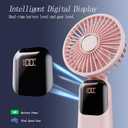 GOCKERA Portable Fan, 4200mAh Battery Operated Fan, 5 Speeds&Digital Display, Makeup Fans for Women with Base, 180Foldable 3in1 Handheld/Neck/Desk Fan for Outdoor Indoor,Ultra Quiet (Pink)