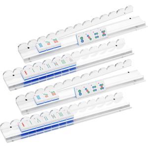American Mahjong Racks with Pushers, Clear Acrylic Tile Holders, 4-Pack, One Size