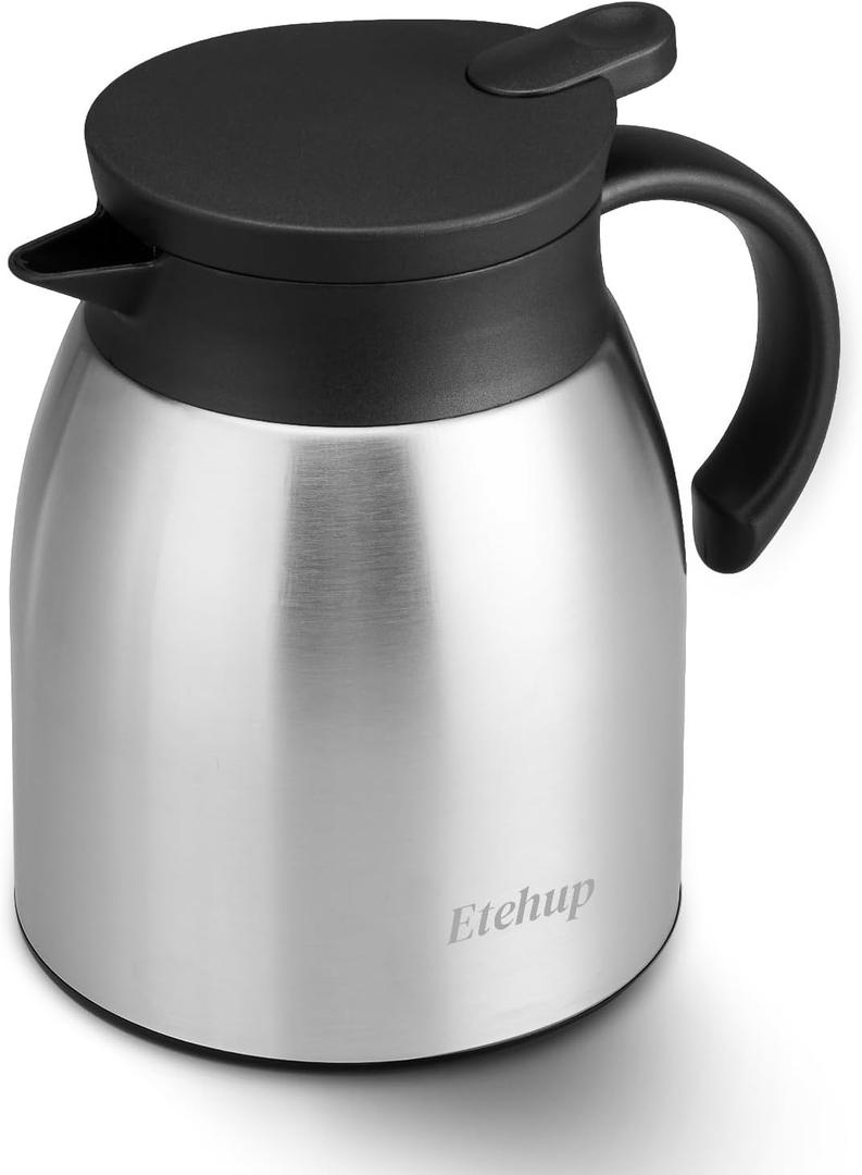 40oz/1.2L Thermal Coffee Carafe, Stainless Steel Insulated Vacuum Beverage Dispense For Hot and Cold Drinks, Perfect for Home, Office, Outdoors and More