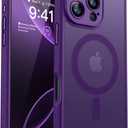 CANSHN Magnetic Compatible with iPhone 16 Pro Max Case, Upgraded [Full Camera Protection] [Compatible with Magsafe] [Translucent Matte] Shockproof Protective Phone Case Cover 6.9 Inch - Deep Purple