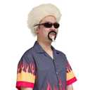 Short Blonde Wig with Glass and Goatee for Halloween Cosplay Party