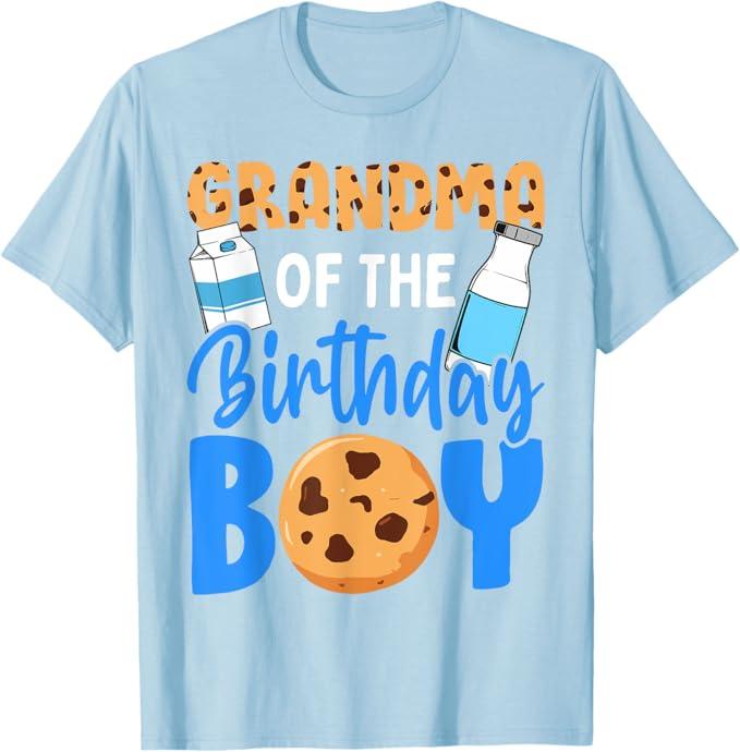 Grandma of the birthday boy Milk and Cookies 1st birthday T-Shirt (Small)