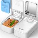 oneisall 2-Meal Automatic Cat Feeder for Wet & Dry Food, Wet Cat Food Dispenser with 2 Ice Packs and Stainless Steel Bowl, Automatic Pet Feeder for Cats and Small Dog with 48H-Timer