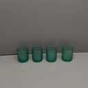 Vintage Glassware Drinking Glasses Set of 4,12 oz Hobnail Glass Cups,Embossed Lake Blue Water Tumbler,for Beer,Cocktail,Whiskey,Juice and Various Mixed Drinks- 1 Cleaning Brush (12oz Light Blue)