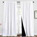 NICETOWN 100% Blackout Window Curtains, Cold and Full Light Blocking Drapes with Black Liner for Nursery, 95 Inches Thermal Insulated Draperies for Patio Door (Pure White, 2 Pieces, 70 inches Wide)