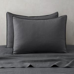 ATLINIA 100% Linen Pillowcases Set of 2, King Size 20" x 36" Pillow Case, Linen Pillow Sham Dark Grey