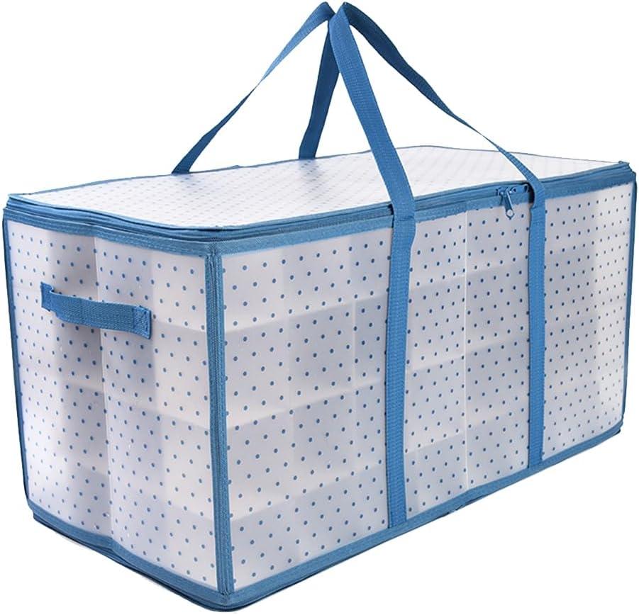 Christmas Ornament Storage Box Organizer Containers Holder Holiday Decoration Boxes Hard Plastic Mini Small Ornaments Decor Gift (128 Pcs Blue)
