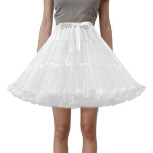 LJXploreMax Women's Tutu Elastic Waist Petticoat Tulle Puffy Skirt Princess Ballet Dance Pettiskirts Dress Party Underskirt (White)
