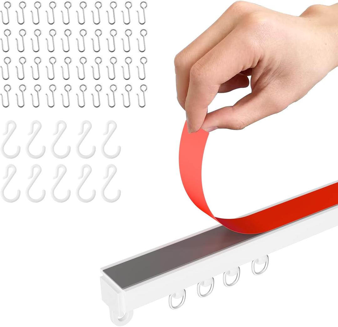 Adhesive Ceiling Curtain Track, Paste Type No Need to Drill, Suitable for Smooth Ceiling or Wall, Closets, Door and Window Frames, Meet Multi-Scenario and Multi-Functional Needs-4.56M/15FT