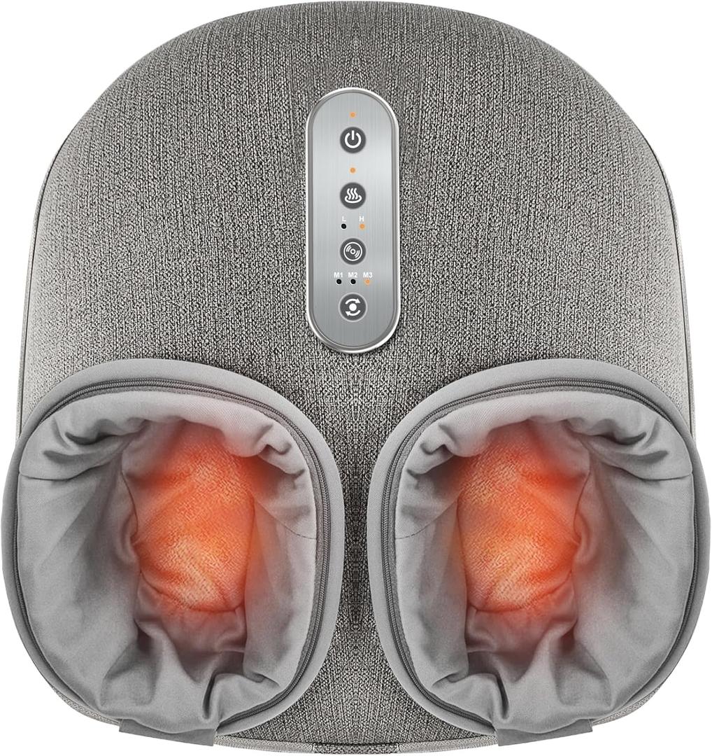 Medcursor Foot Massager with Heat - Mothers Day Gifts Shiatsu Deep Kneading, Delivers Relief for Tired Muscles and Plantar, Multi-Level Settings & Adjustable Intensity for Home, Gifts for Women Mom (Grey)