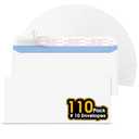 CREGEAR #10 Self Seal Security Envelopes, 110 Count, 4-1/ 8" x 9-1/ 2", 24 lb Paper, NO Window, White, Strip and Seal for Privacy & Business