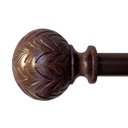 Hermosa 26 in. to 48 in. Adjustable 5/8 in. Single Curtain Rod in Walnut with Finials