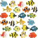 RCOMG 24PCS Tropical Fish Toys, Plastic Sea Creatures Figurines Set, Educational Learning Ocean Animal Figures, Party Favor Miniature Toys Gifts for Boys Girls Kids