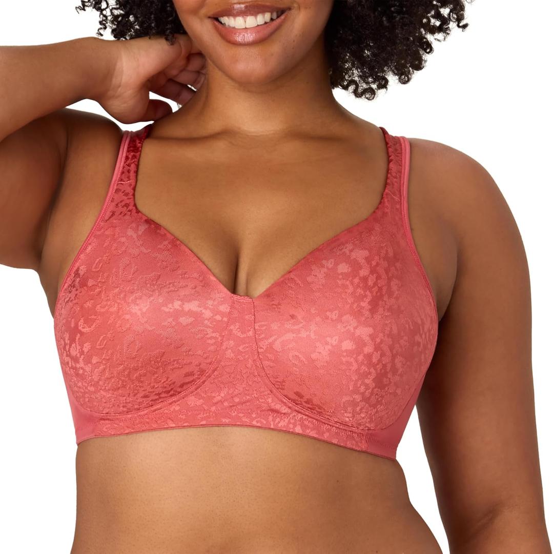 Playtex Women's Wireless Bra, 18 Hour Plus-Size Bras, Ultimate Lift, Moisture-Wicking, Single Size 36B (Red)
